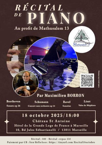 Récital de piano par Maximilien Borron, Marseille le 18 octobre 2025